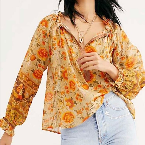 New! Sale 🔥 Boho Floral Print Tassels V Neck Long Sleeve Top - Picture 7 of 7
